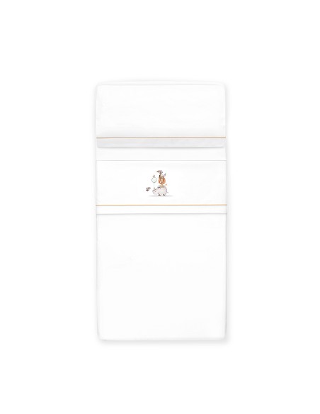 Triptico Cuna Estampado Rino-Leon+Broche Bco/Beig