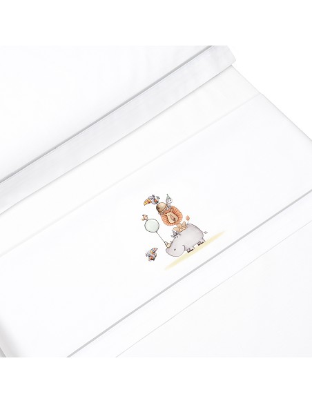 Triptico Cuna Estampado Rino-Leon+Broche Bco/Gris