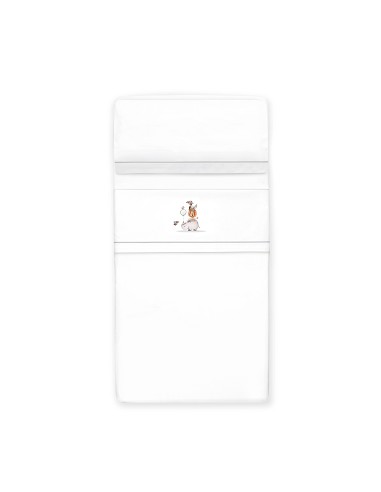 Triptico Cuna Estampado Rino-Leon+Broche Bco/Gris