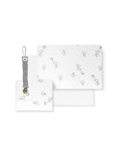 Triptico Cuna Elefante Globo Continuo+Broche Bco/Gris