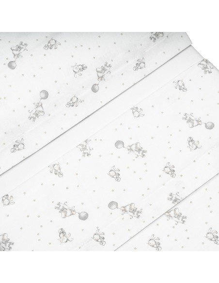 Triptico Cuna Elefante Globo Continuo+Broche Bco/Gris