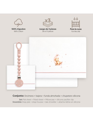 Triptico Cuna Estampado Oso Luna Estrellas +...