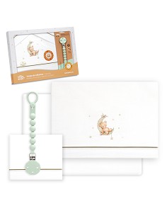 Triptico Cuna Estampado Oso Luna Estrellas + Broche...