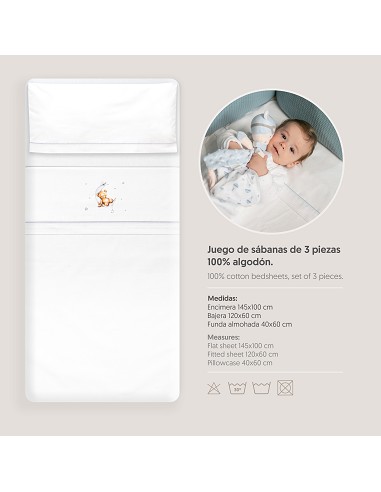 Triptico Cuna Estampado Oso Luna Estrellas +...