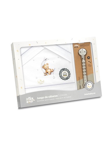 Triptico Cuna Estampado Oso Luna Estrellas +...