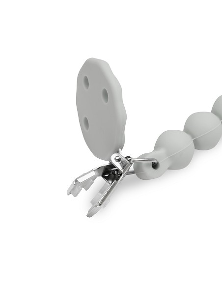 Triptico Cuna Estampado Oso Luna Estrellas + Broche Bco/Gris