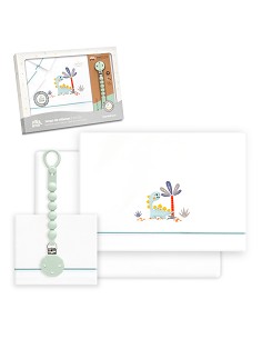 Triptico Cuna Estampado Dinosaurio Palmera + Broche...