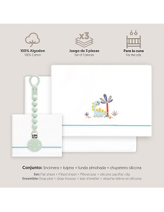 Triptico Cuna Estampado Dinosaurio Palmera + Broche... 2