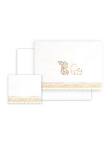 Triptico Cuna Guipur Oso Tumbado Conejito +...