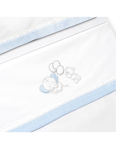 Triptico Cuna Pasacinta Oso Elefante Globos +Broche Bco/Azul