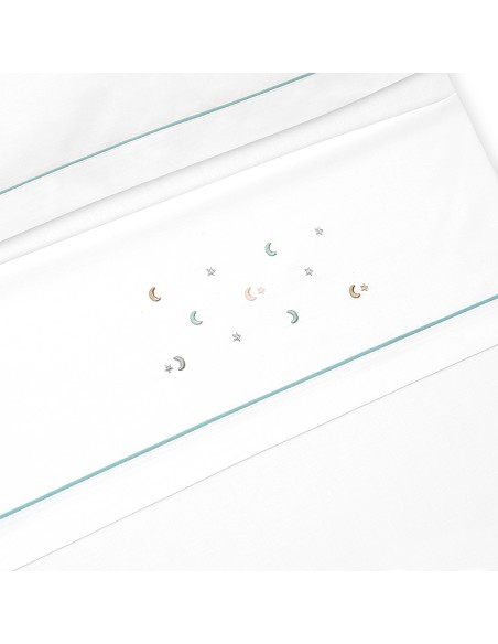 Triptico Cuna Estrella Luna Multicolor + Broche Bco/Verde