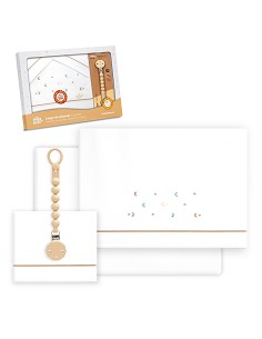 Triptico Cuna Estrella Luna Multicolor + Broche Bco/Beig