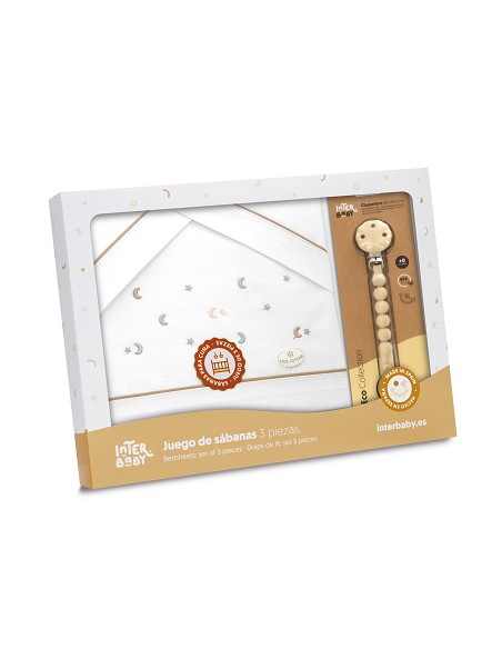 Triptico Cuna Estrella Luna Multicolor + Broche Bco/Beig