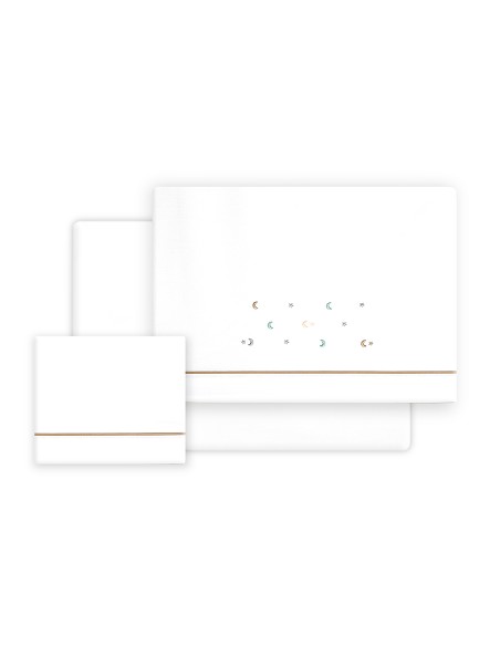 Triptico Cuna Estrella Luna Multicolor + Broche Bco/Beig