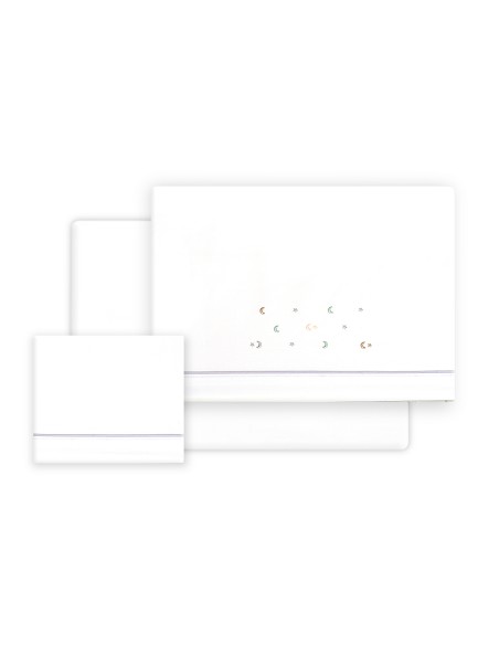 Triptico Cuna Estrella Luna Multicolor + Broche Bco/Gris