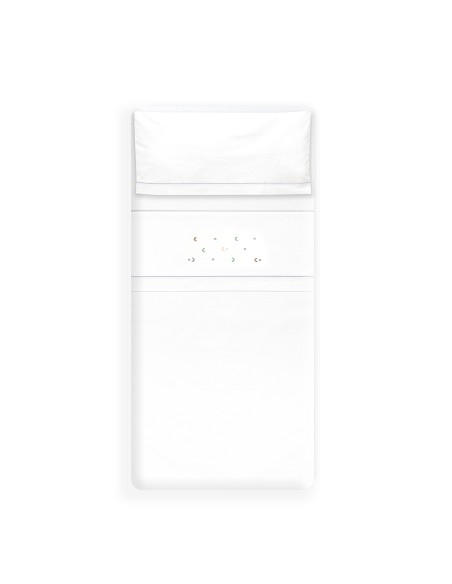 Triptico Cuna Estrella Luna Multicolor + Broche Bco/Gris