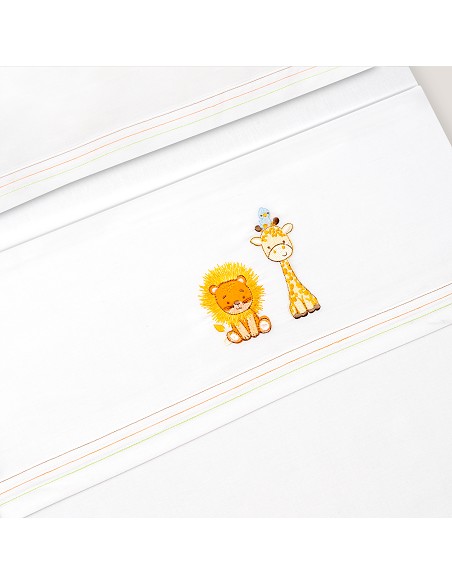 Triptico Cuna Leon Jirafa Pajarito + Broche Blanco