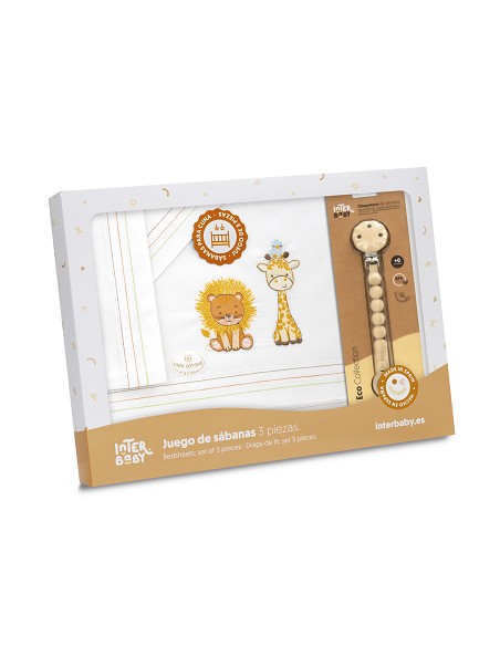Triptico Cuna Leon Jirafa Pajarito + Broche Blanco