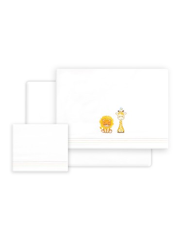 Triptico Cuna Leon Jirafa Pajarito + Broche Blanco