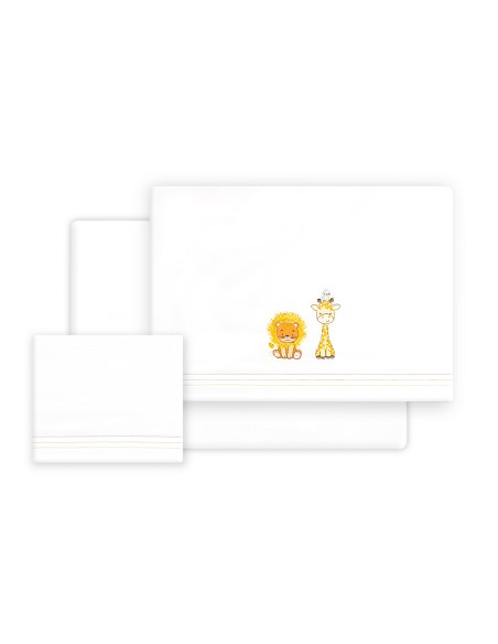 Triptico Cuna Leon Jirafa Pajarito + Broche Blanco