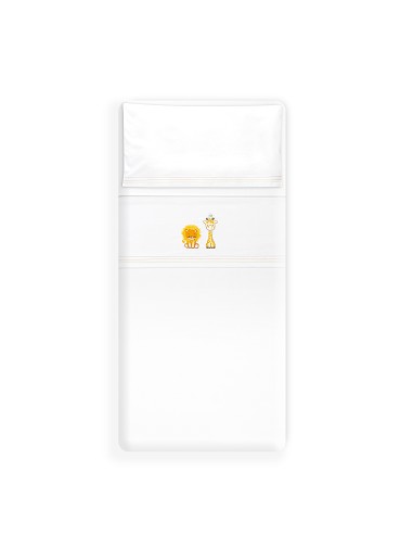 Triptico Cuna Leon Jirafa Pajarito + Broche Blanco