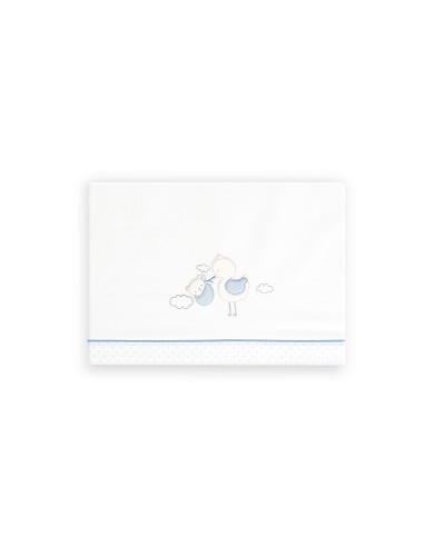 Triptico Cuna Cigueña Oso + Broche Bco/Azul