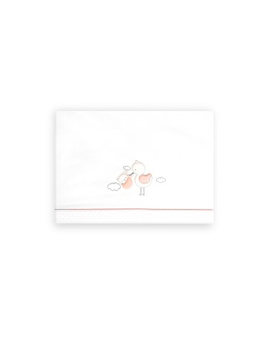 Triptico Cuna Cigueña Oso + Broche Bco/Rosa