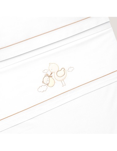 Triptico Cuna Cigueña Oso + Broche Bco/Beig