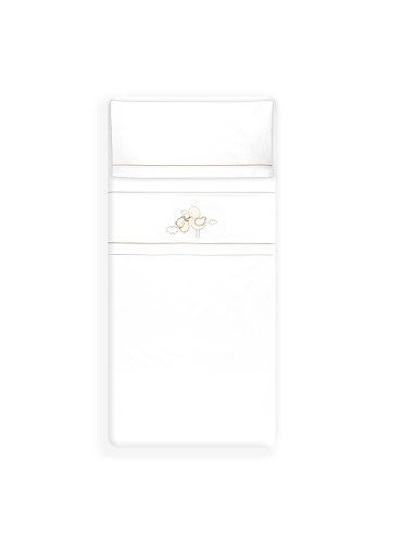 Triptico Cuna Cigueña Oso + Broche Bco/Beig