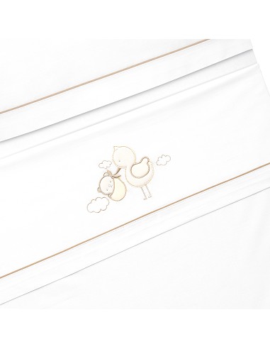 Triptico Cuna Cigueña Oso + Broche Bco/Beig