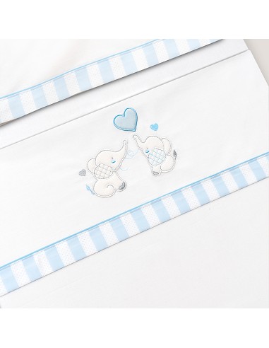 Triptico Cuna Parejita Elefante + Broche Bco/Azul