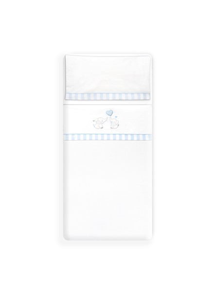 Triptico Cuna Parejita Elefante + Broche Bco/Azul