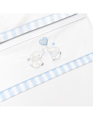 Triptico Cuna Parejita Elefante + Broche Bco/Azul