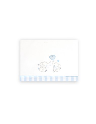 Triptico Cuna Parejita Elefante + Broche Bco/Azul