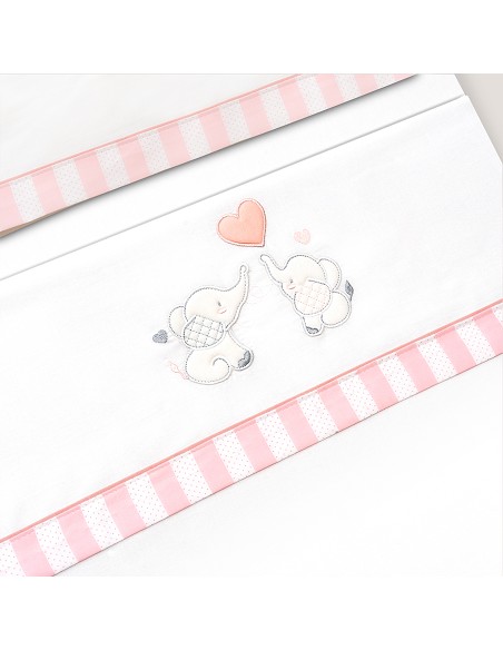 Triptico Cuna Parejita Elefante + Broche Bco/Rosa