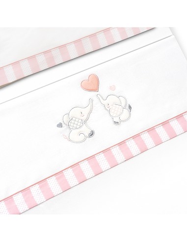Triptico Cuna Parejita Elefante + Broche Bco/Rosa