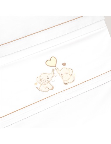 Triptico Cuna Parejita Elefante + Broche Bco/Beig