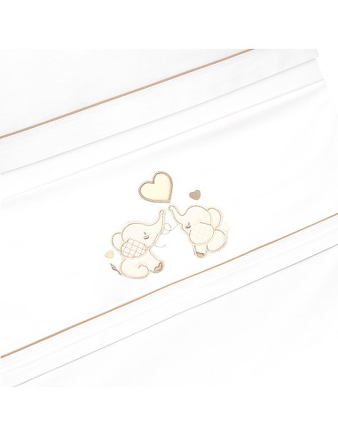 Triptico Cuna Parejita Elefante + Broche Bco/Beig