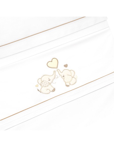 Triptico Cuna Parejita Elefante + Broche Bco/Beig