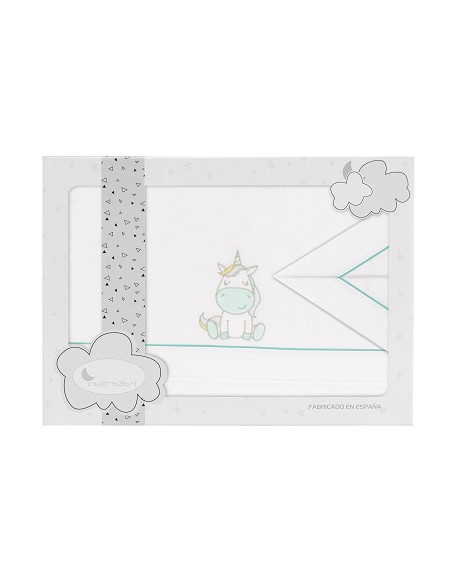 Triptico Minicuna 100% Alg Mod Unicornio Verde