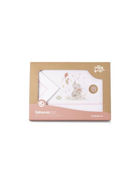 Triptico Minicuna  100 % Alg Mod  Elefante Bco/Rosa