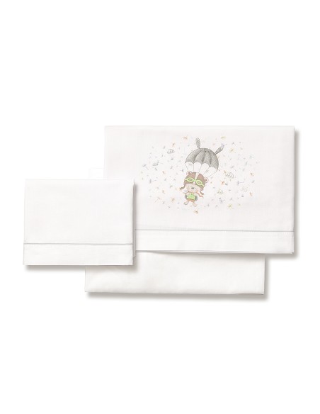 Triptico Minicuna  100 % Alg Mod  Paracaidas Bco/Gris