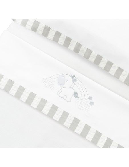 Triptico Minicuna Mod Unicornio Nubes Bco/Gris