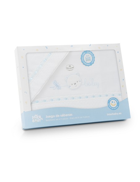 Triptico Minicuna Cara Osito Baby Pasacinta Bco/Azul