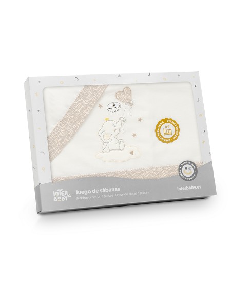 Triptico Minicuna Elefante Globo Corazon Beig