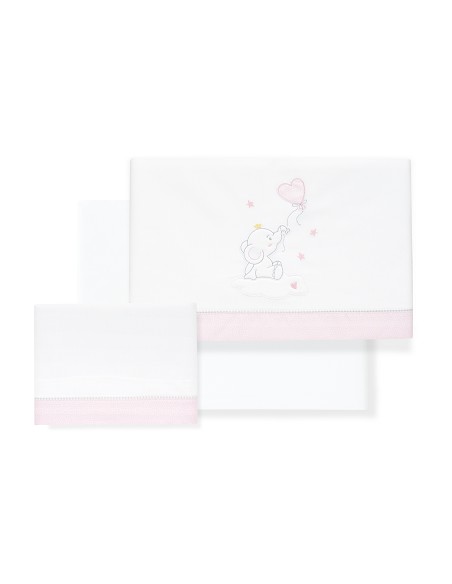 Triptico Minicuna Elefante Globo Corazon Bco/Rosa