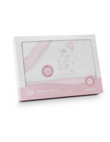 Triptico Minicuna Elefante Globo Corazon Bco/Rosa