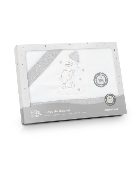 Triptico Minicuna Elefante Globo Corazon Bco/Gris