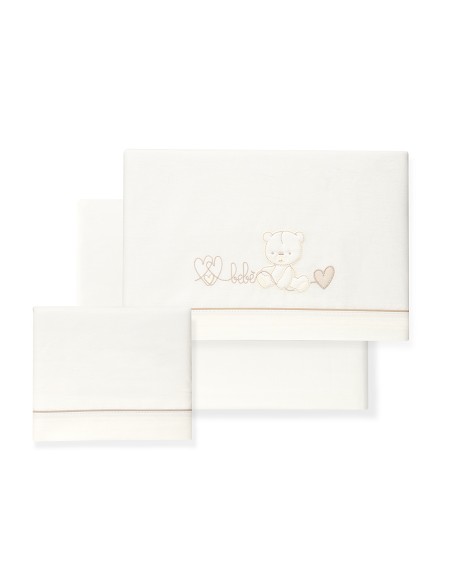 Triptico Minicuna Corazon Oso Bebe Beig