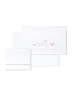 Triptico Minicuna Corazon Oso Bebe Bco/Rosa